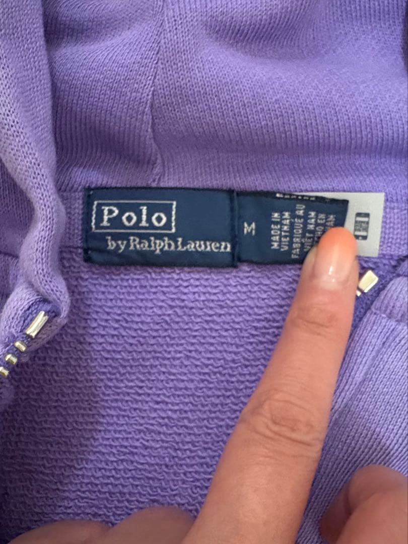 ポロラルフローレンコットン フリース フルジップ フーディ　パープル　サイズM