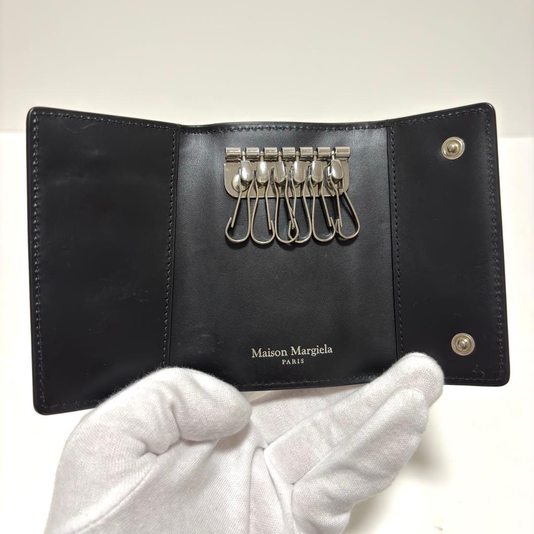 543✨美品✨メゾンマルジェラ 6連キーケース 4ステッチ レザー ブラック 黒