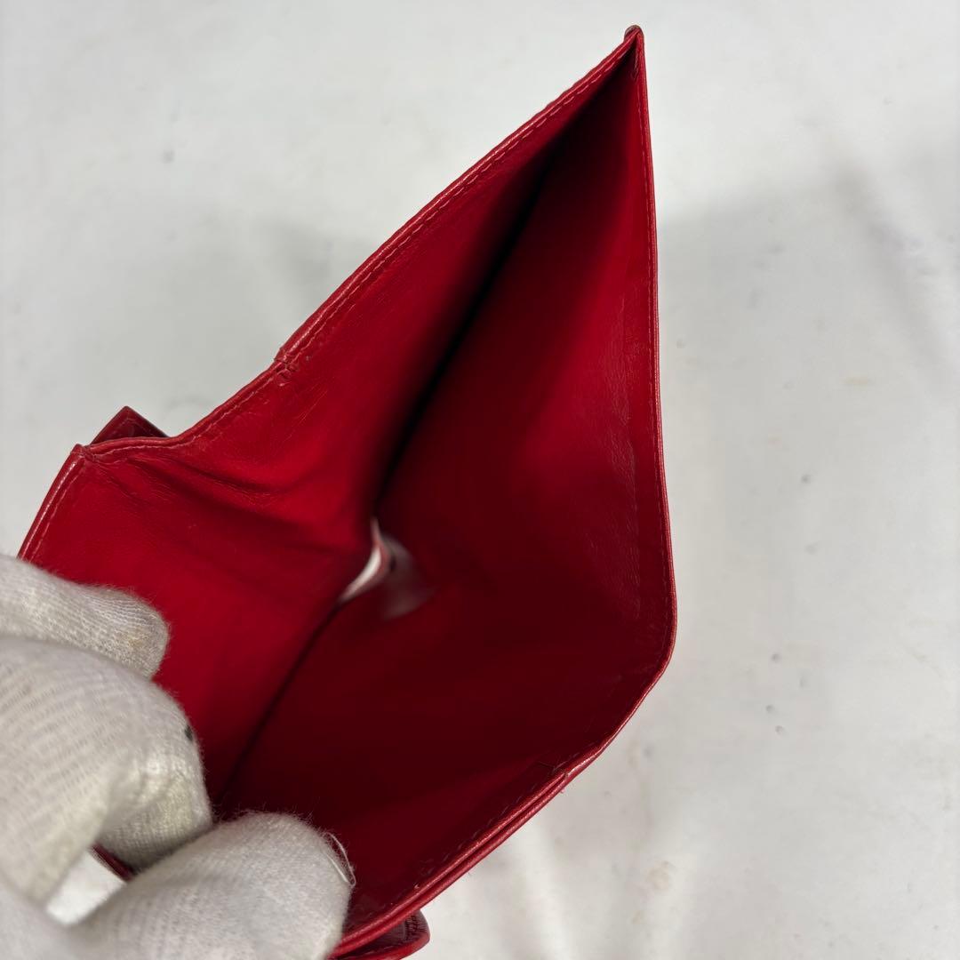 GUCCI　グッチ　オールドグッチ　レザー　二つ折り　財布　ゴールド金具　レッド