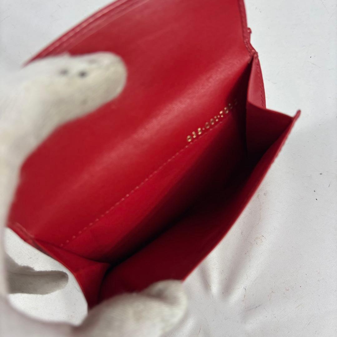 GUCCI　グッチ　オールドグッチ　レザー　二つ折り　財布　ゴールド金具　レッド