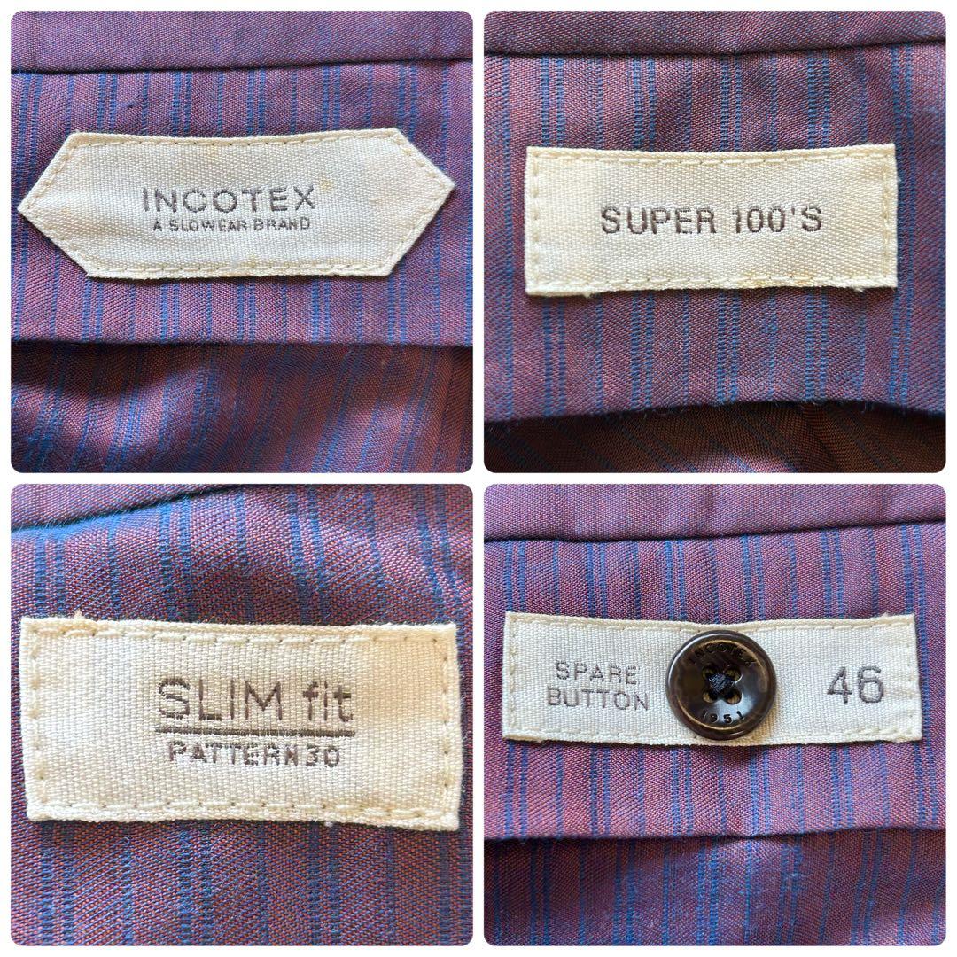 INCOTEX スラックス 46 グレー スーパー100’s pattern30