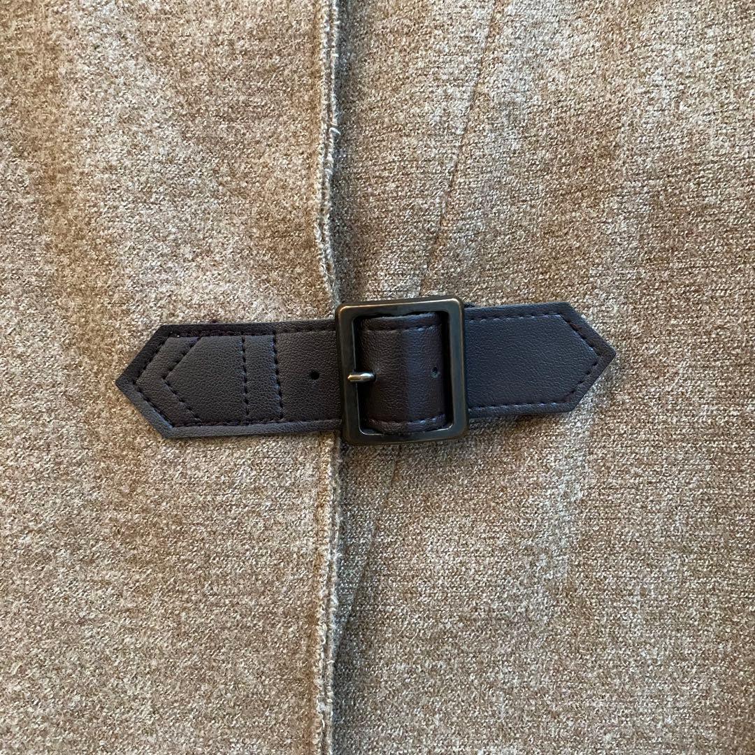 オンワード 自由区 ウール100% スタンドカラー ミドル丈コート グレージュ