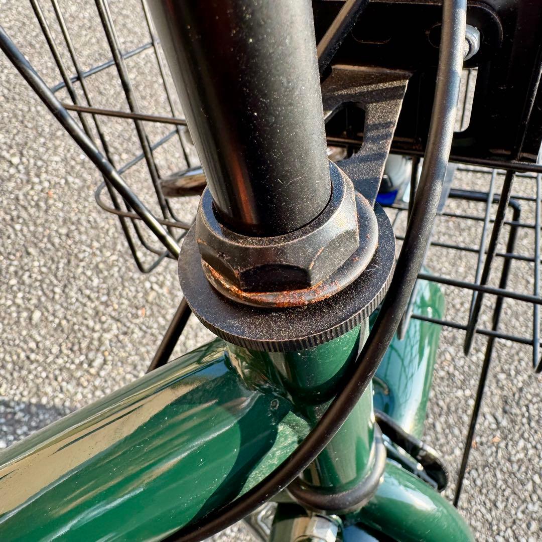 前カゴ付き 折りたたみ自転車 20インチ グリーン シマノ製ギア搭載