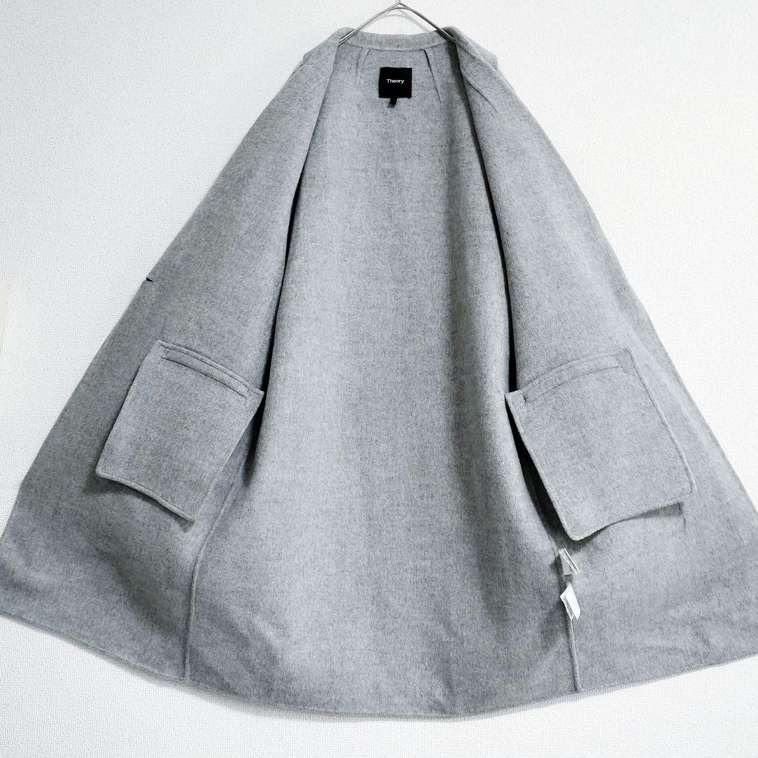 美品 theory ウールカシミヤ チェスターコート グレー S