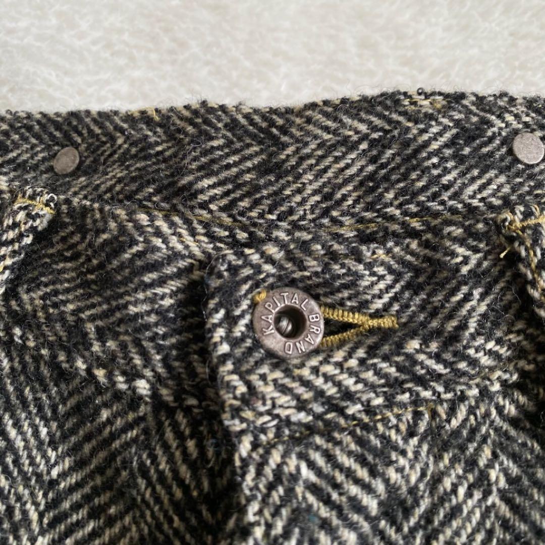 KAPITAL ウールシルク混　ヘリンボーンランバーパンツ　ボタンフライ　3