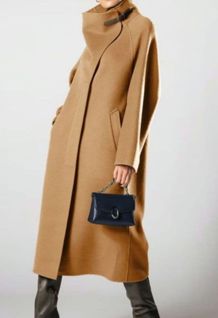 ドゥクラッセ　カシミヤ混　リバーコート　ロング丈　15号