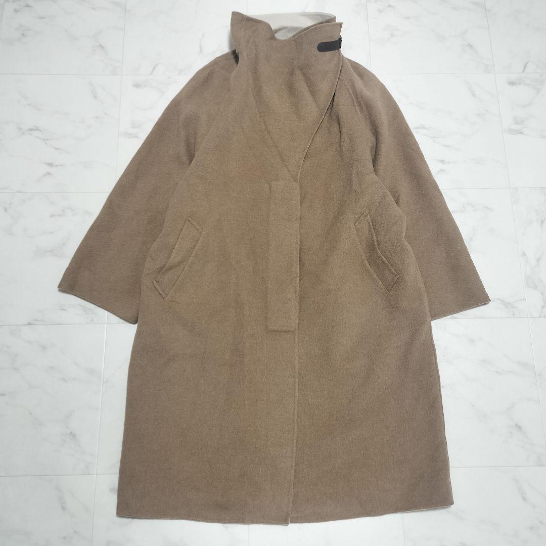 ドゥクラッセ　カシミヤ混　リバーコート　ロング丈　15号