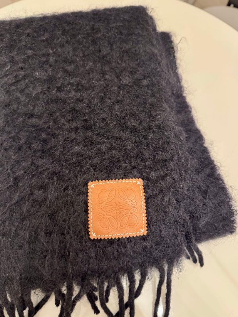 美品✨ LOEWE ブラック マフラー モヘア・ウール