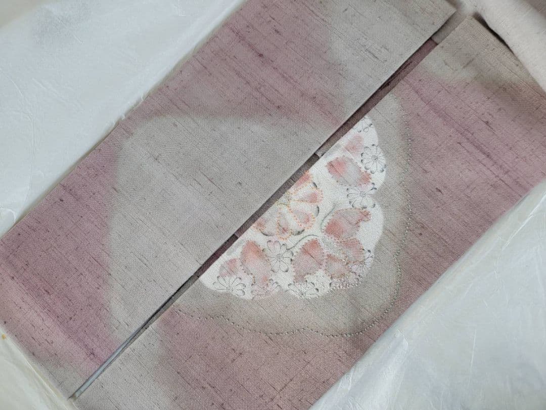 高級呉服　むら田　銀座　祇園　花柄刺繍 袋帯 薄いピンク