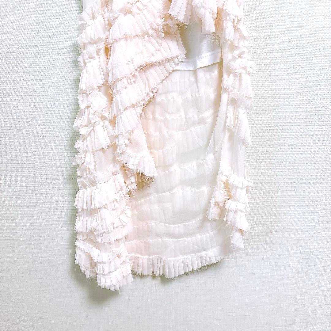 希少✨ハイダーアッカーマン（XXS）半袖トップス シルク混 アシメ フリンジ白