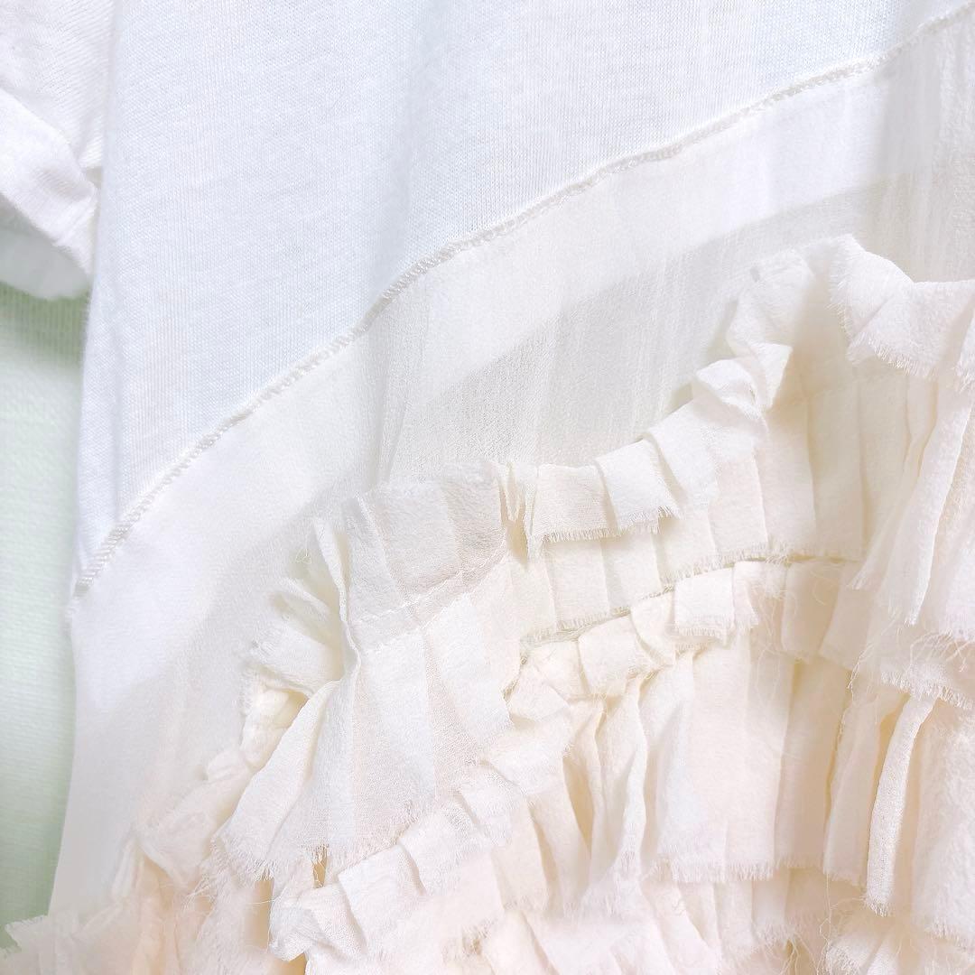 希少✨ハイダーアッカーマン（XXS）半袖トップス シルク混 アシメ フリンジ白