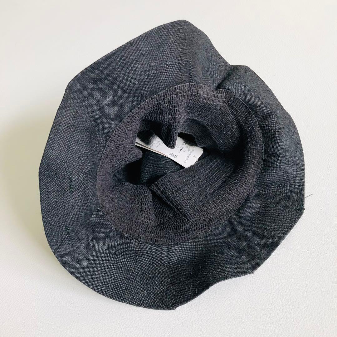 2394y新品タグ付き　ホリサキデザイペーパーハット帽子　定価9.5万 黒