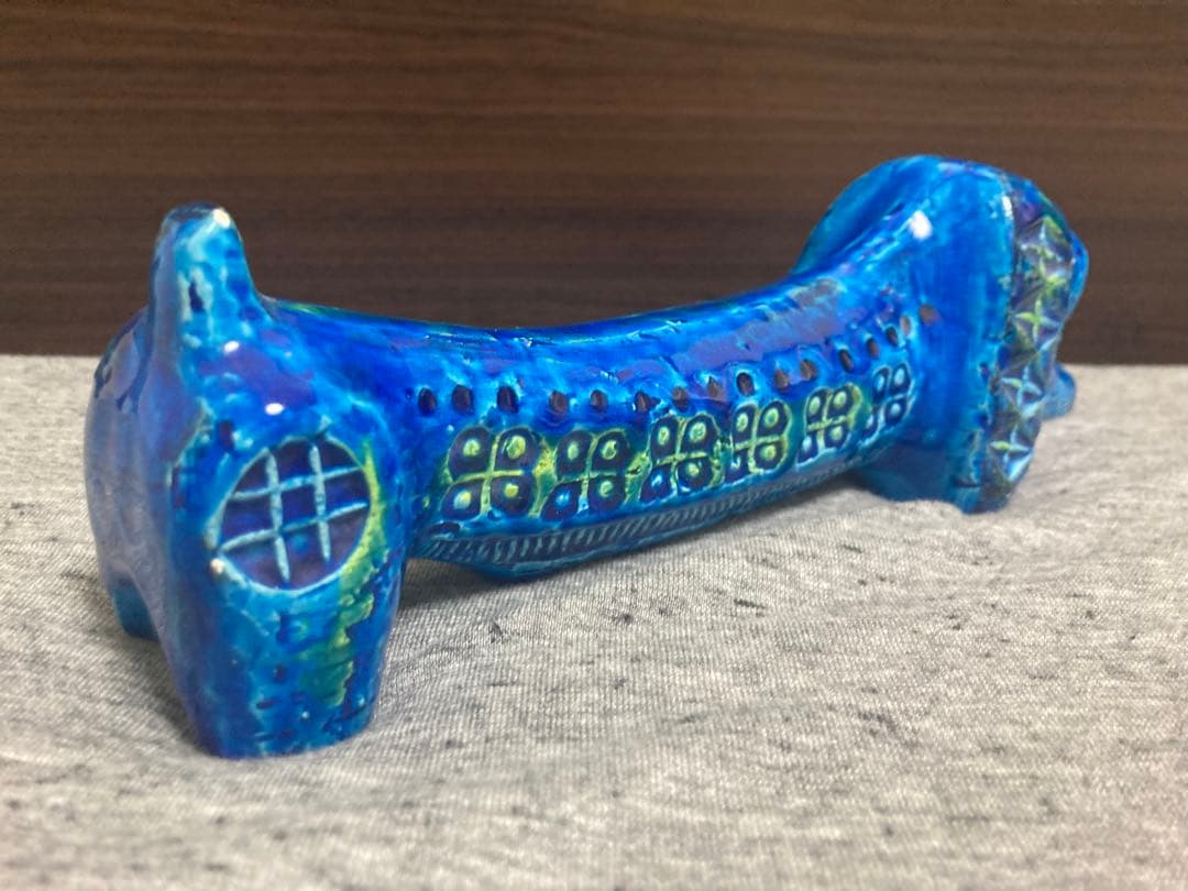 美品　イタリア　老舗陶器　ビトッシ　「BITOSSI」リミニブルーシリーズ　犬