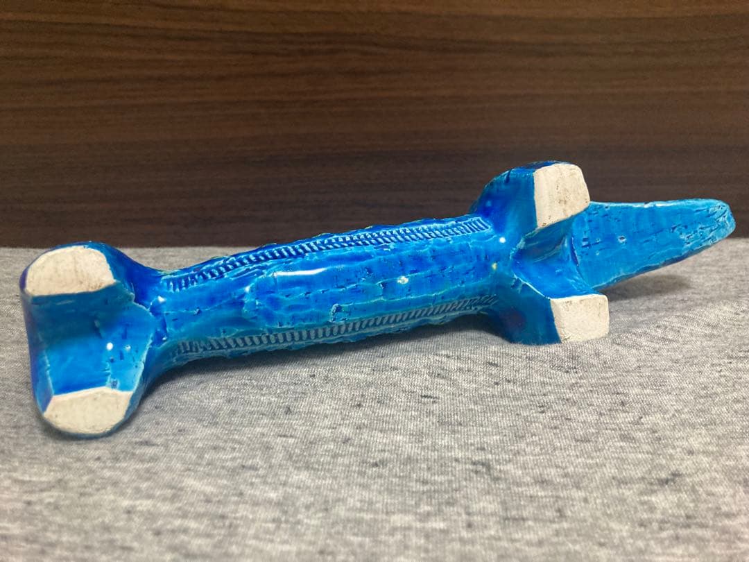 美品　イタリア　老舗陶器　ビトッシ　「BITOSSI」リミニブルーシリーズ　犬