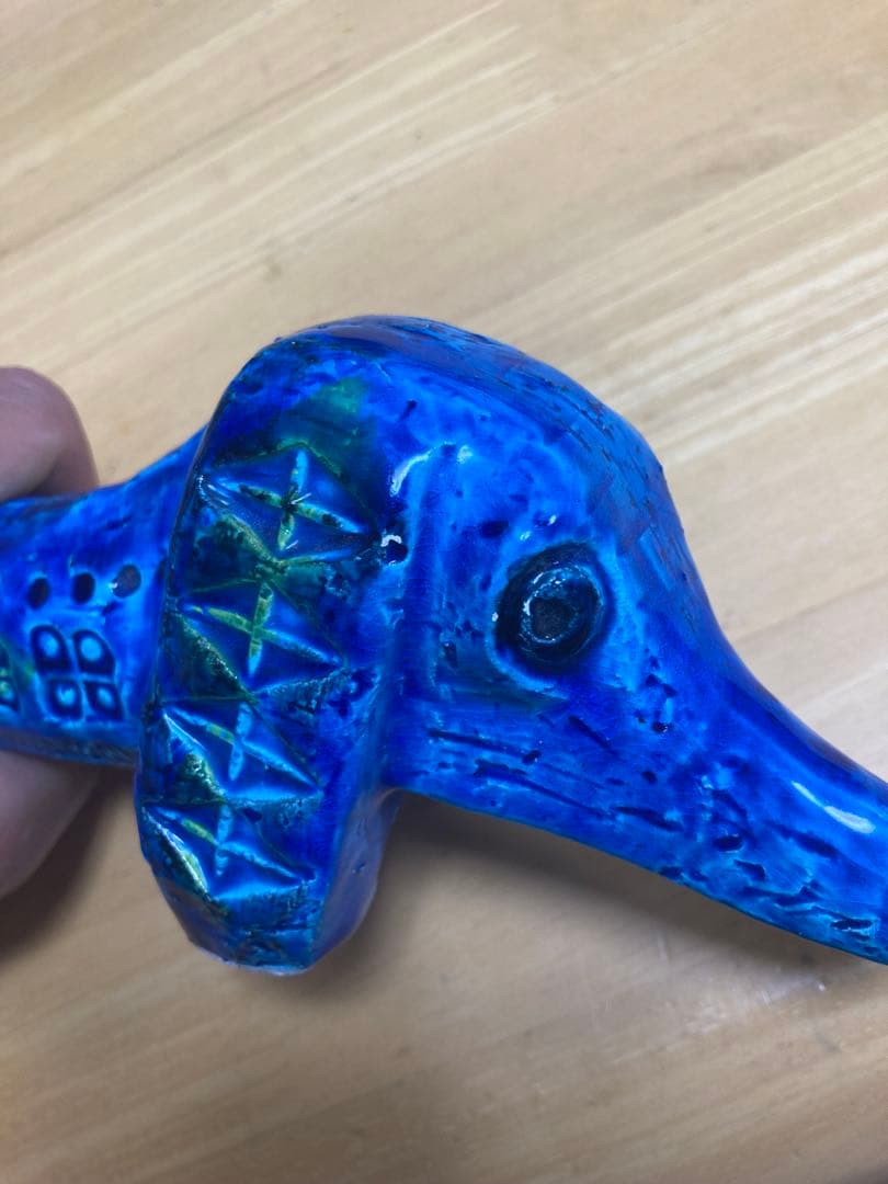 美品　イタリア　老舗陶器　ビトッシ　「BITOSSI」リミニブルーシリーズ　犬