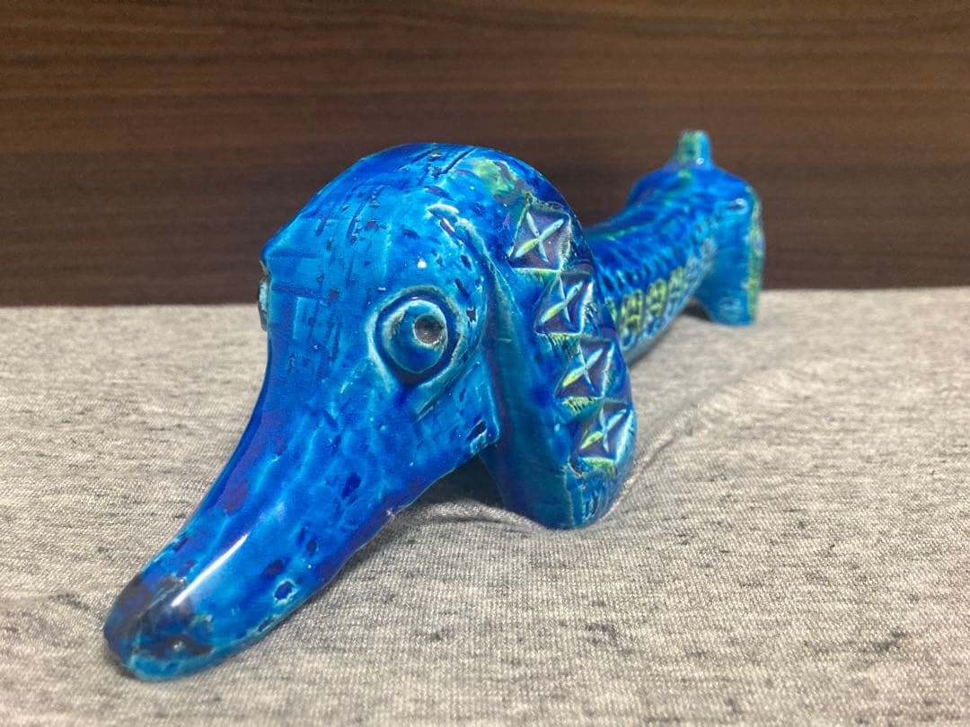 美品　イタリア　老舗陶器　ビトッシ　「BITOSSI」リミニブルーシリーズ　犬