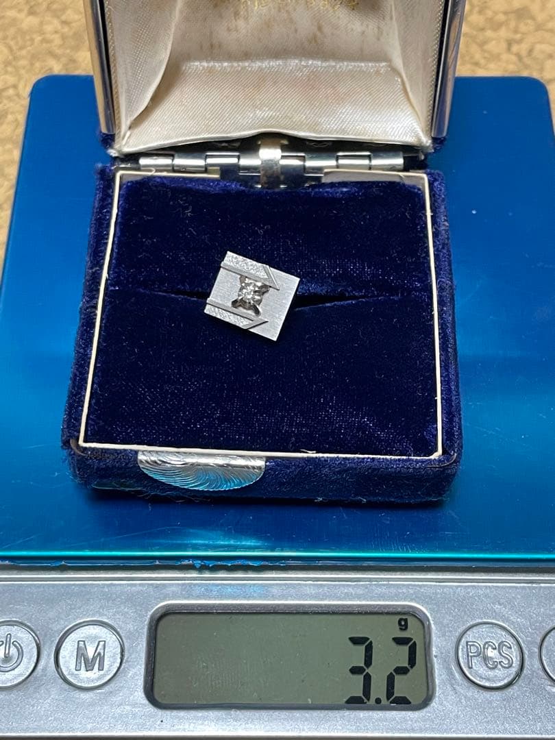 K14 WG ダイヤモンド 0.34ct カフス片側 3.2g