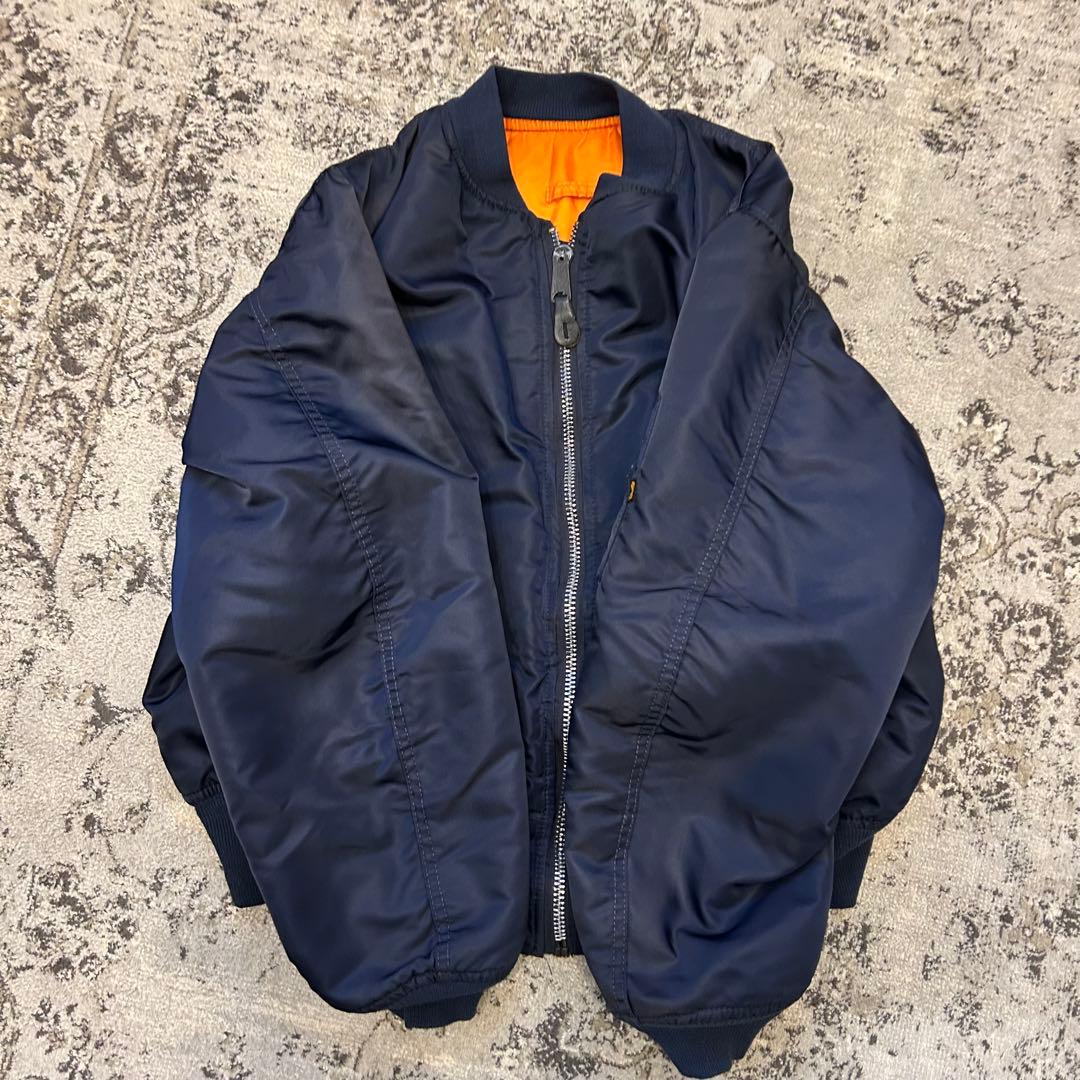 ALPHA　90s　USA製　黒タグ　MA-1 ジャケット　L ネイビー