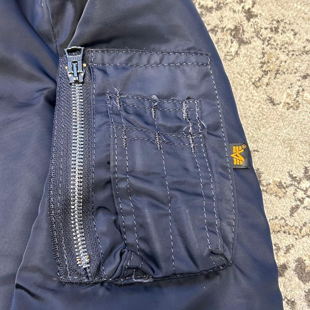 ALPHA　90s　USA製　黒タグ　MA-1 ジャケット　L ネイビー