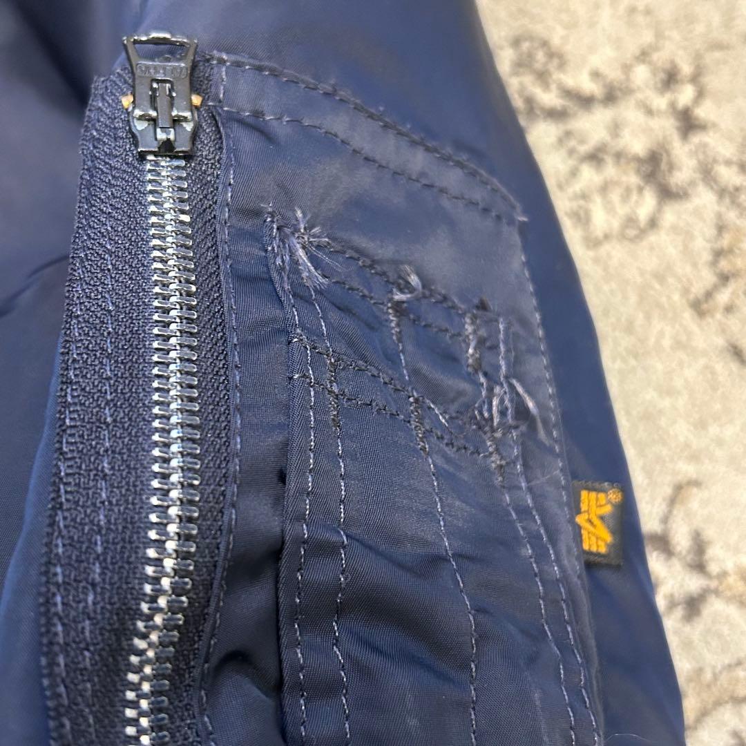 ALPHA　90s　USA製　黒タグ　MA-1 ジャケット　L ネイビー