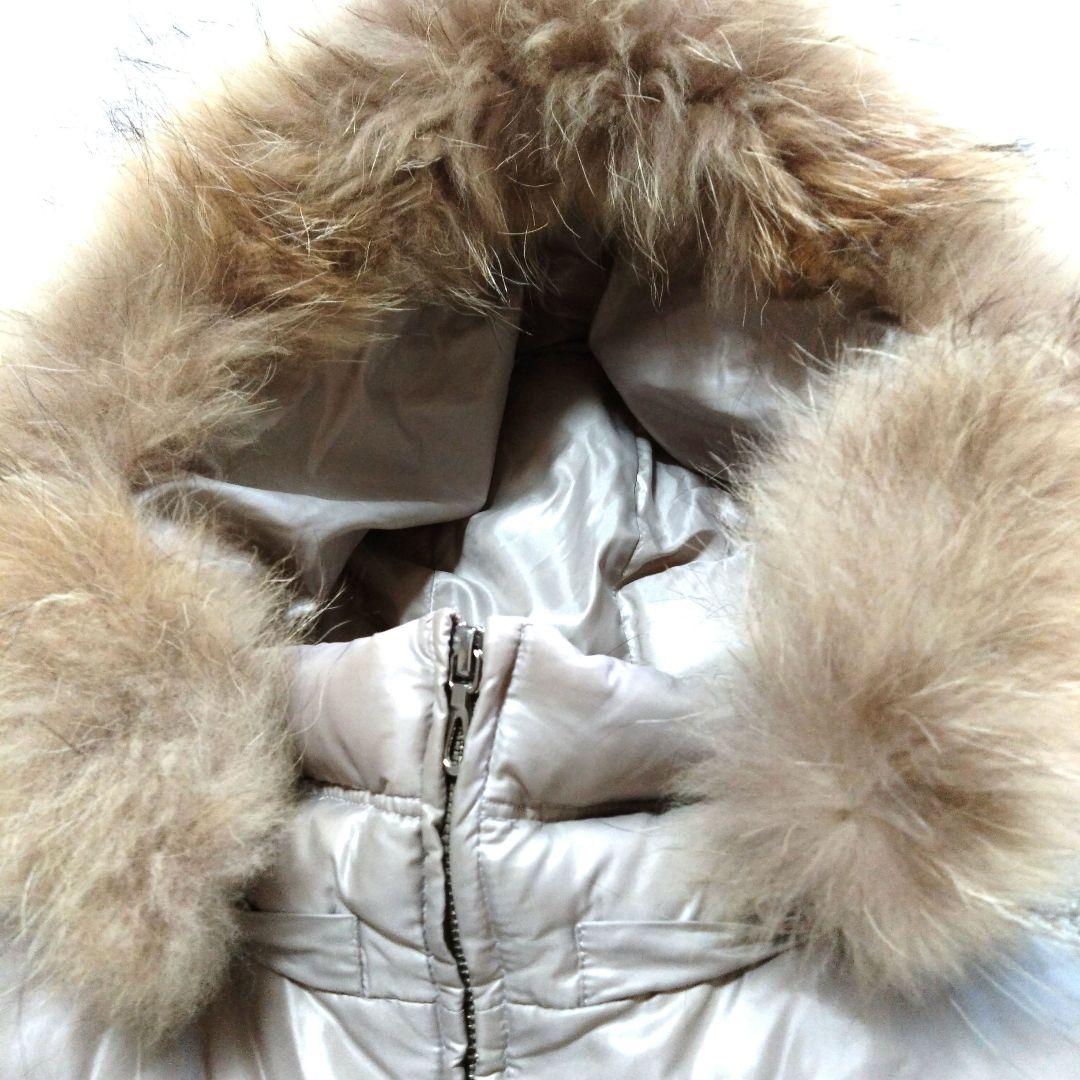 『美品』ファーベージュダウンベスト　ダウン80フェザー20　ラクーン　2Way