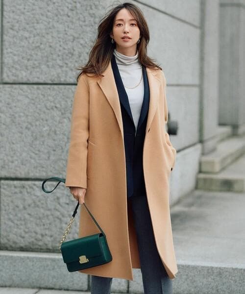 【23区】22AW【蛯原友里さん着用】ウールリバー ロングコートキャメル