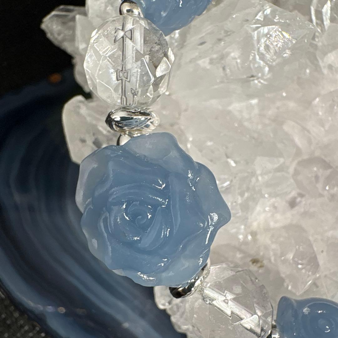 ＊みるくみるく様お取置き2/11【良質】エンジェライト（天使石）　フクロウとお花