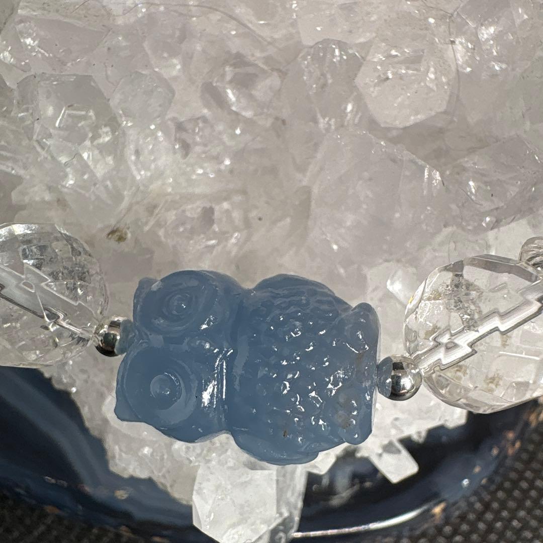 ＊みるくみるく様お取置き2/11【良質】エンジェライト（天使石）　フクロウとお花