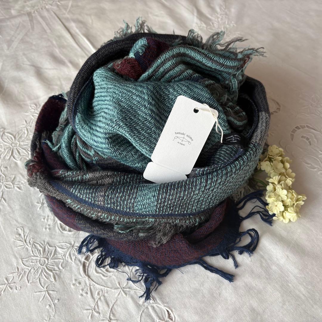 ＊新品＊タマキニイメ JQ shawl MIDDLE①エメラルドグリーン系