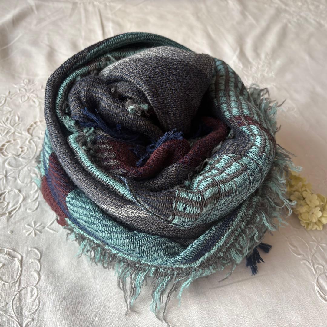 ＊新品＊タマキニイメ JQ shawl MIDDLE①エメラルドグリーン系