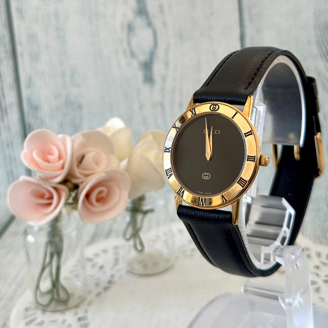 【希少】GUCCI グッチ 腕時計 3000J レディース ボーイズ 黒