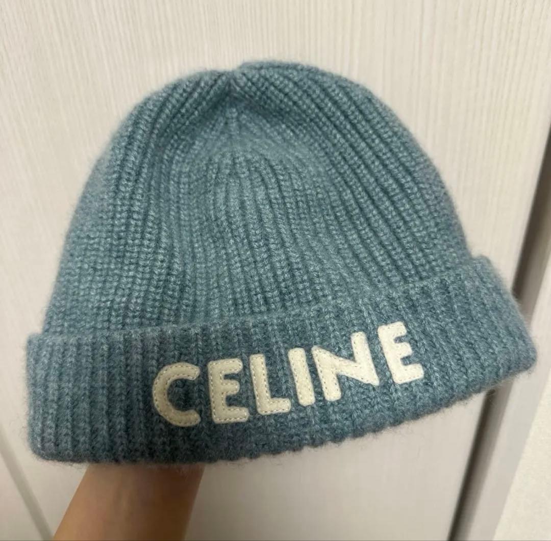 セリーヌ　ニット帽ウール　CELINE エンブロイダリー　ビーニー
