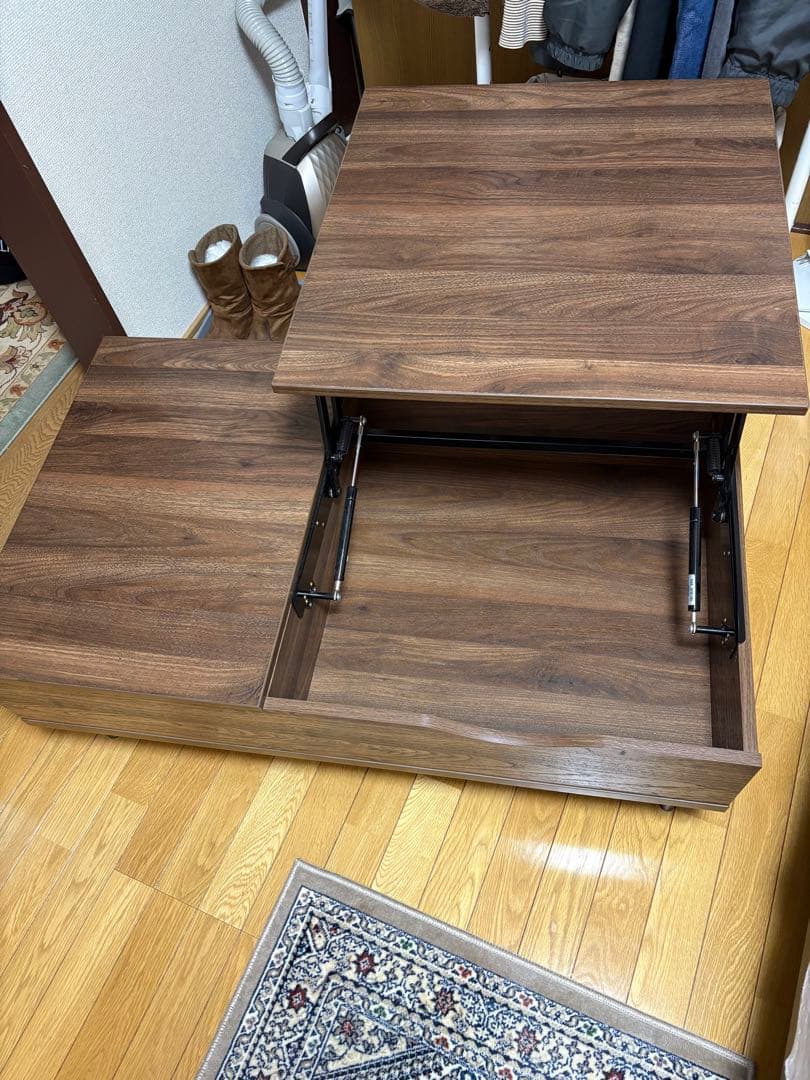 センターテーブル　昇降式テーブル　ダイニングテーブル　収納付き　デスク　ニトリ