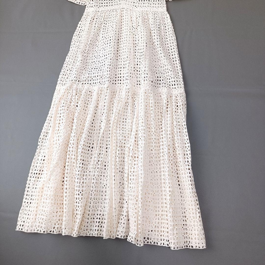 【Sov./ソブ】ボーラー刺繍フレアワンピース　マキシ丈　生成り　ロング　近年