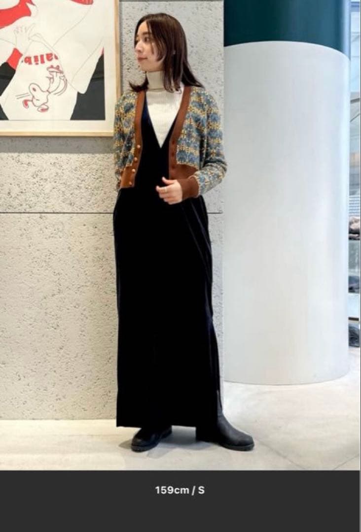 【専用】CABaN ソフトベロア Vネックロングワンピース ブラック / XS