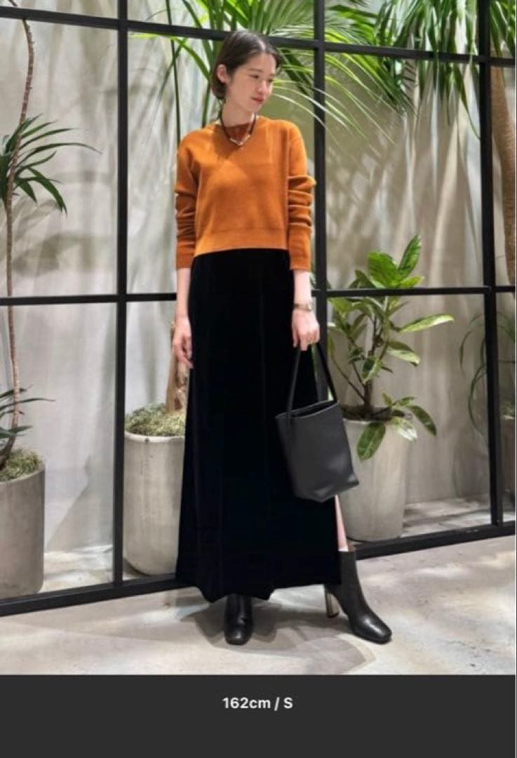 【専用】CABaN ソフトベロア Vネックロングワンピース ブラック / XS