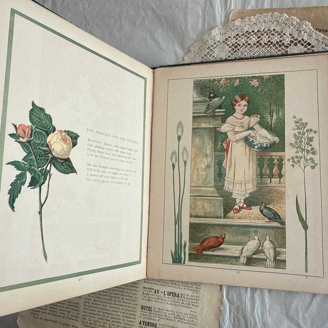 稀少1882年アンティーク美しい挿絵の絵本　洋書　古書ジャンクジャーナル児童書