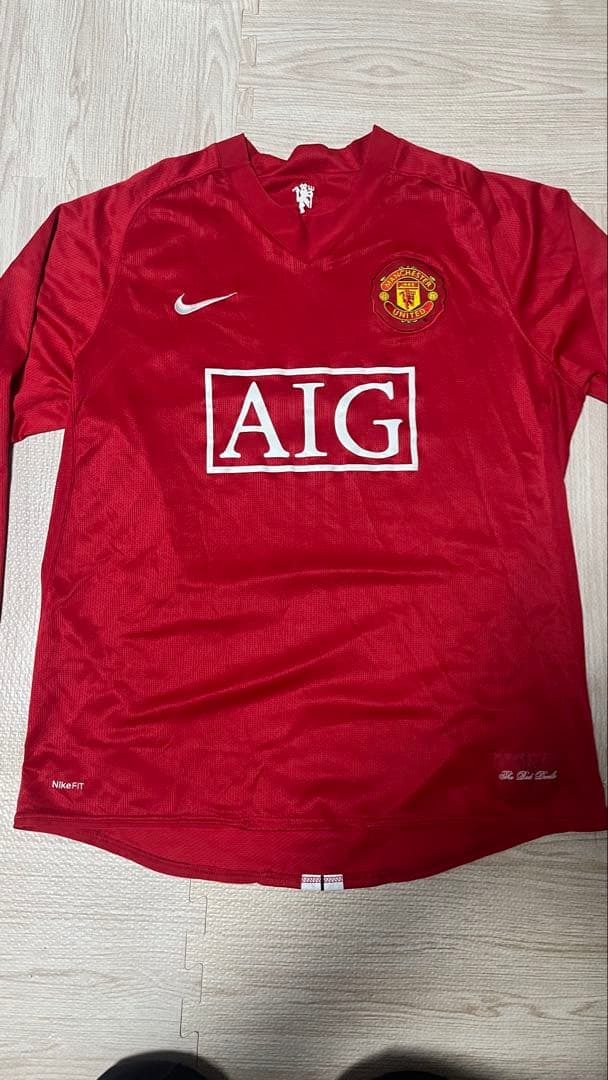 【希少品】マンチェスターユナイテッド2007〜2009年版長袖ユニフォーム　L