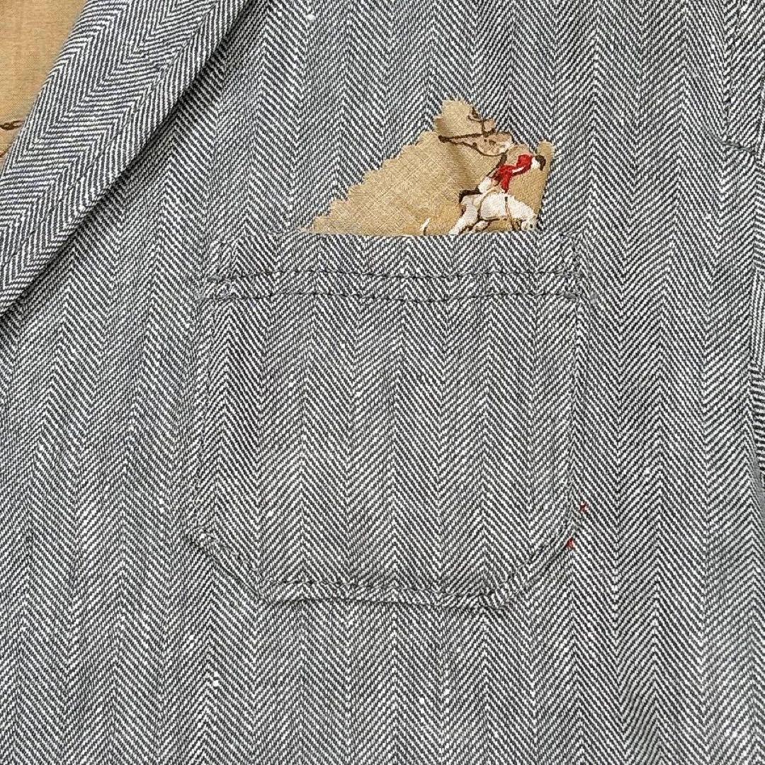 ✨美品✨みなとのてんらんかい　リネン　ロングコート　ホース柄　ヘリンボーン　近年