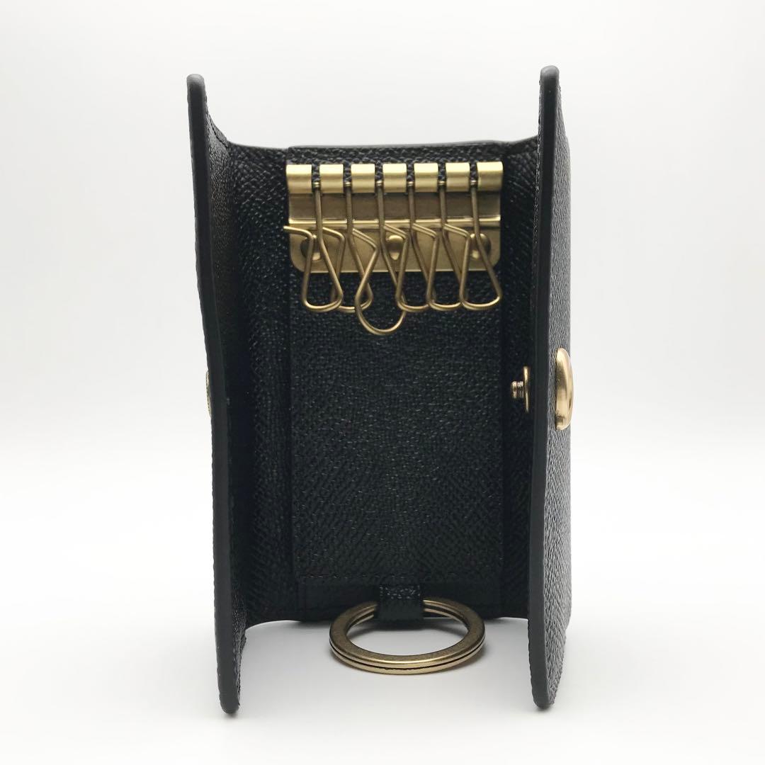 COACH 大人気！ 6リングキーケース ブラック クロスグレインレザー 新品