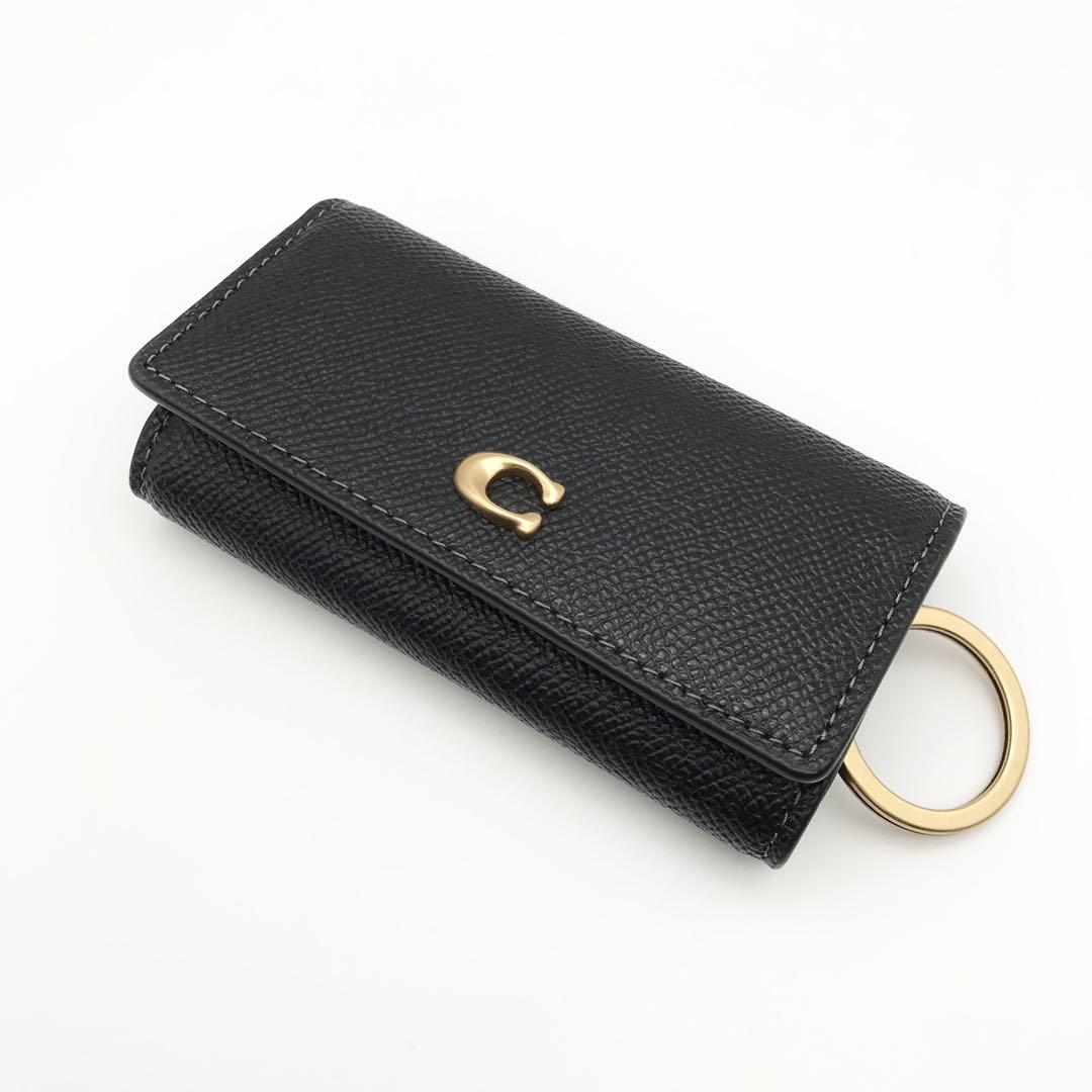 COACH 大人気！ 6リングキーケース ブラック クロスグレインレザー 新品