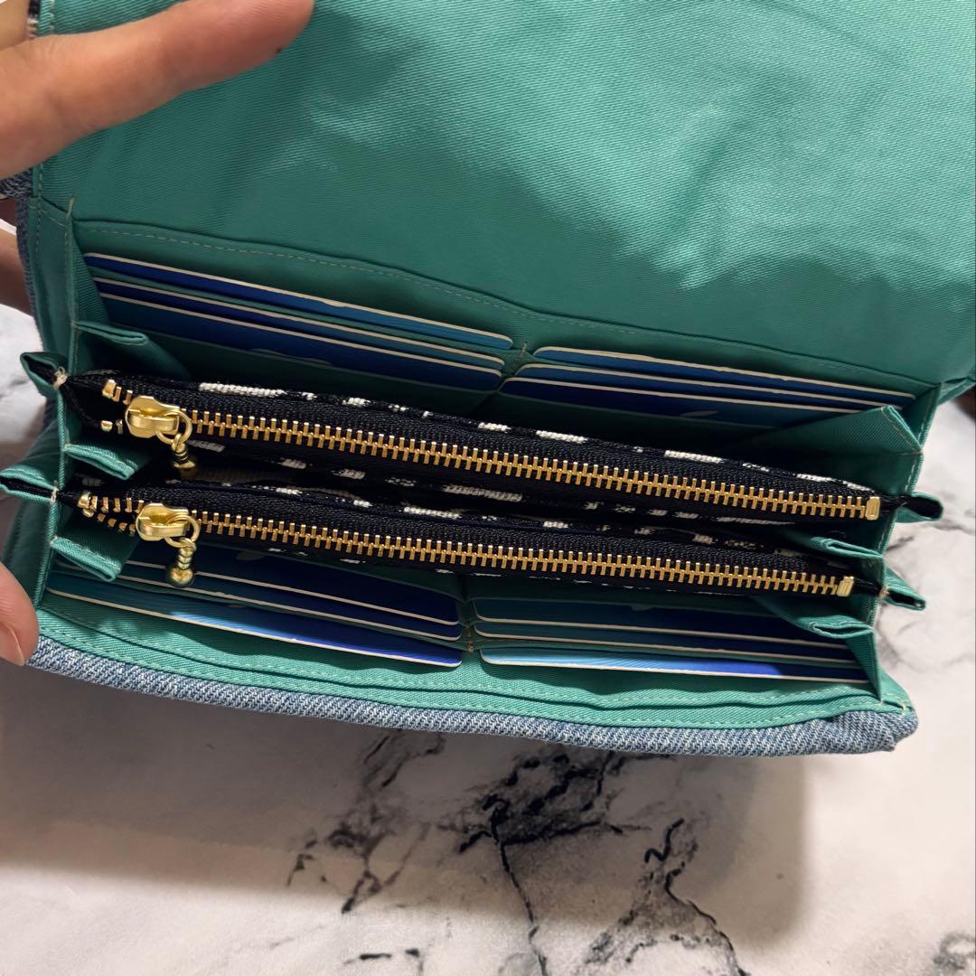 デニムリメイク　豹柄　財布