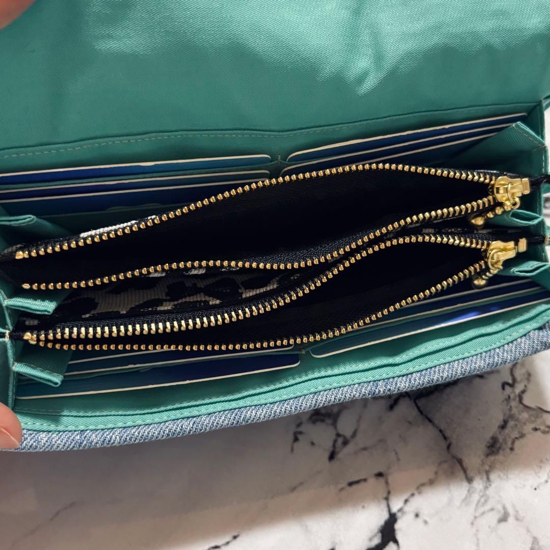 デニムリメイク　豹柄　財布