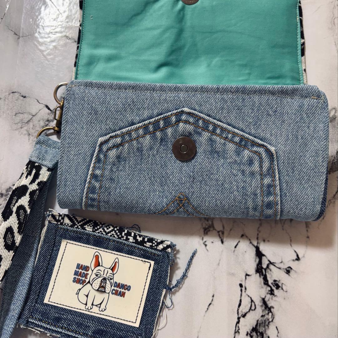 デニムリメイク　豹柄　財布
