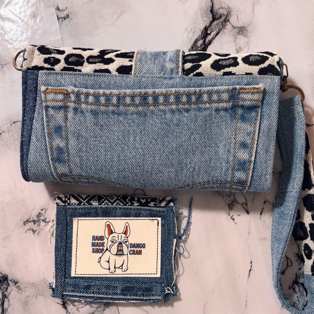 デニムリメイク　豹柄　財布