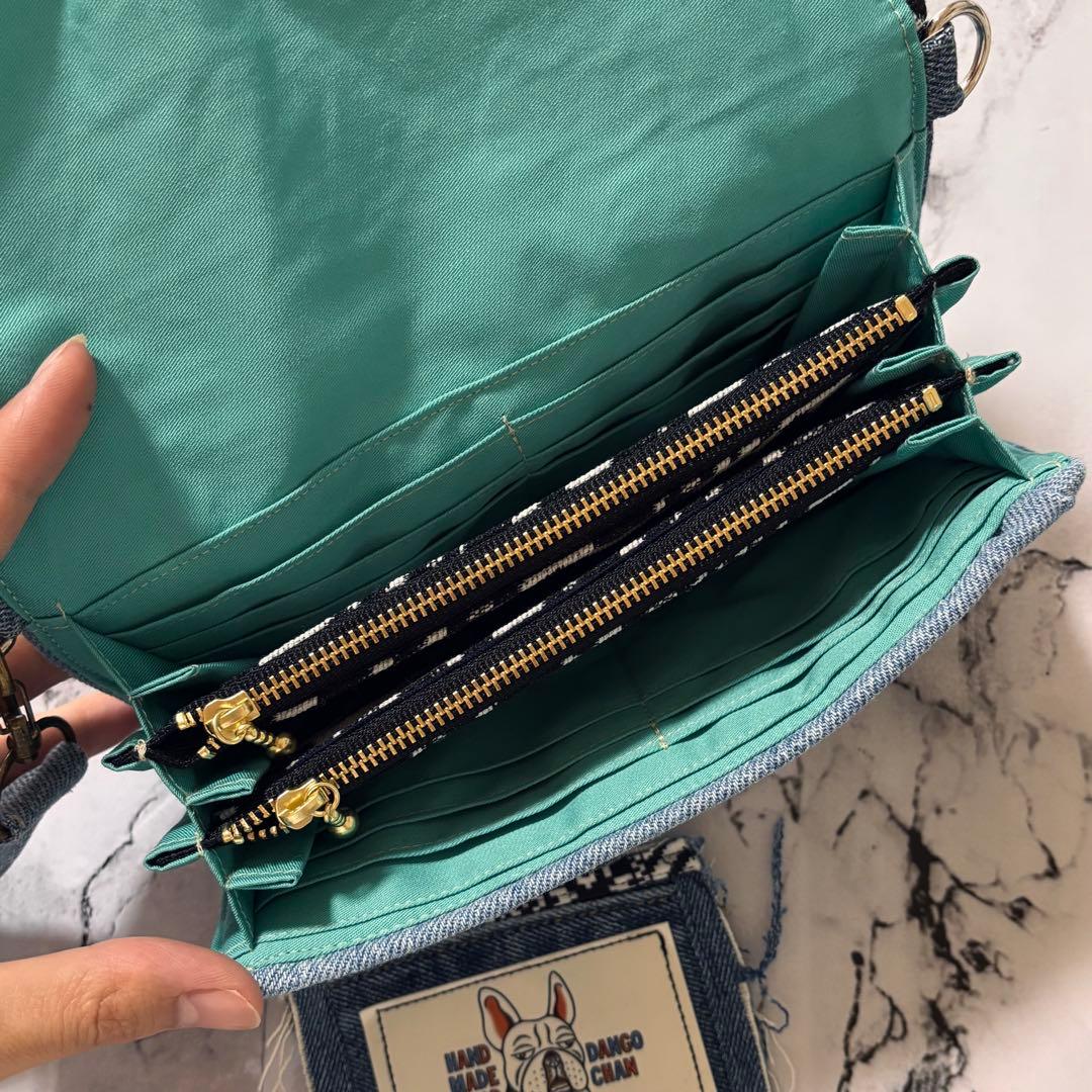 デニムリメイク　豹柄　財布