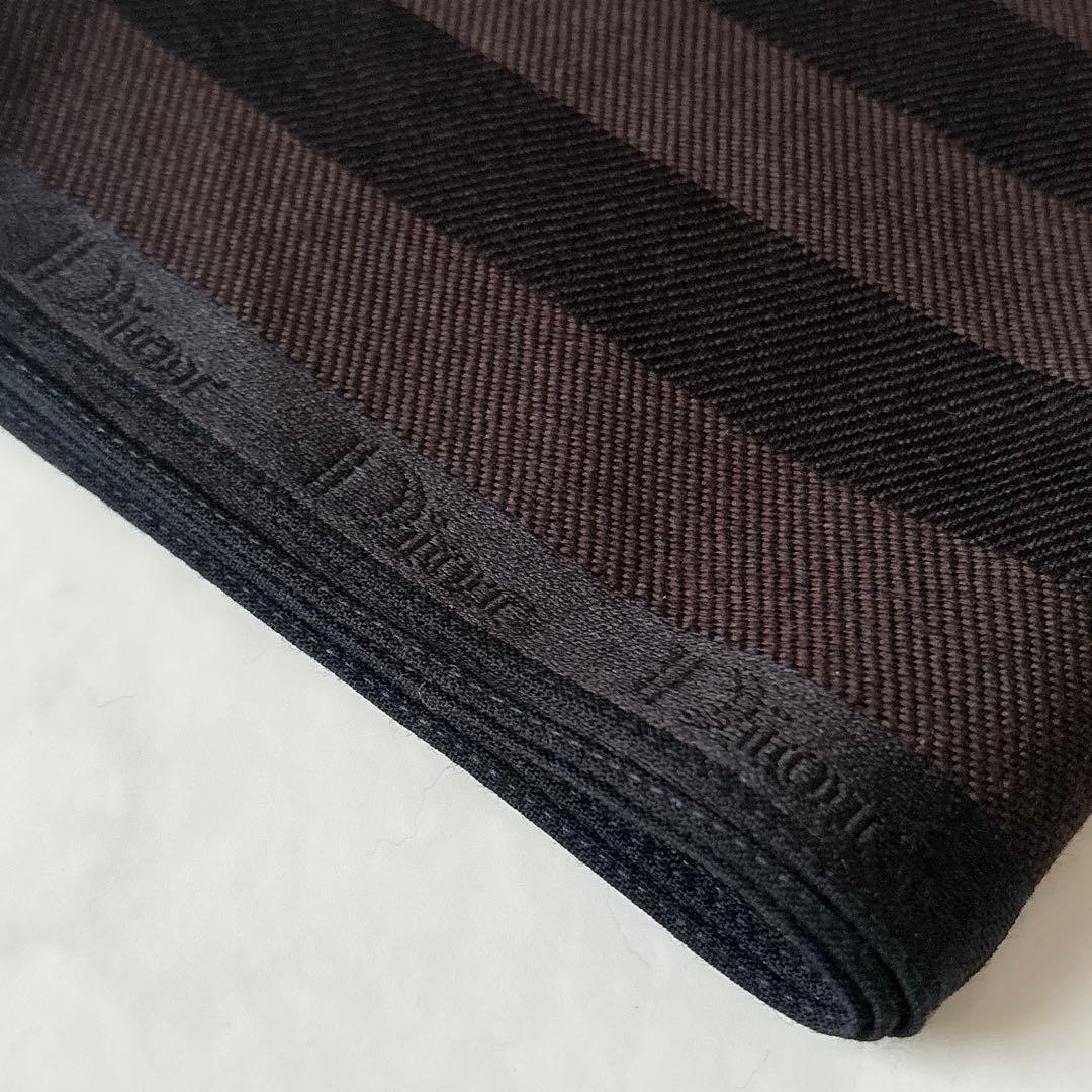 未使用 ディオールオム シルク混 マフラー Diorロゴライン ストライプ