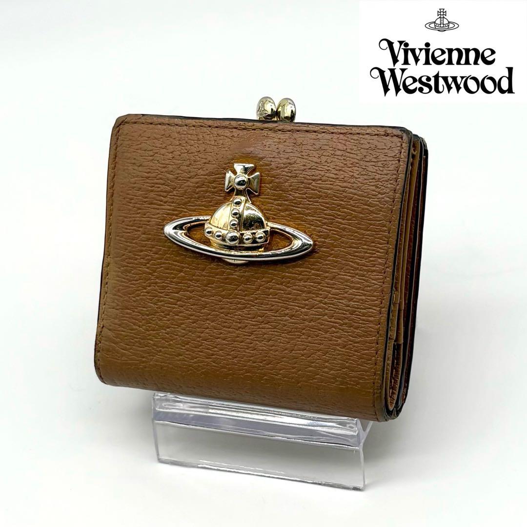 【極美品】ヴィヴィアンウエストウッド レザー 二つ折り財布 オーブ 型押し ロゴ