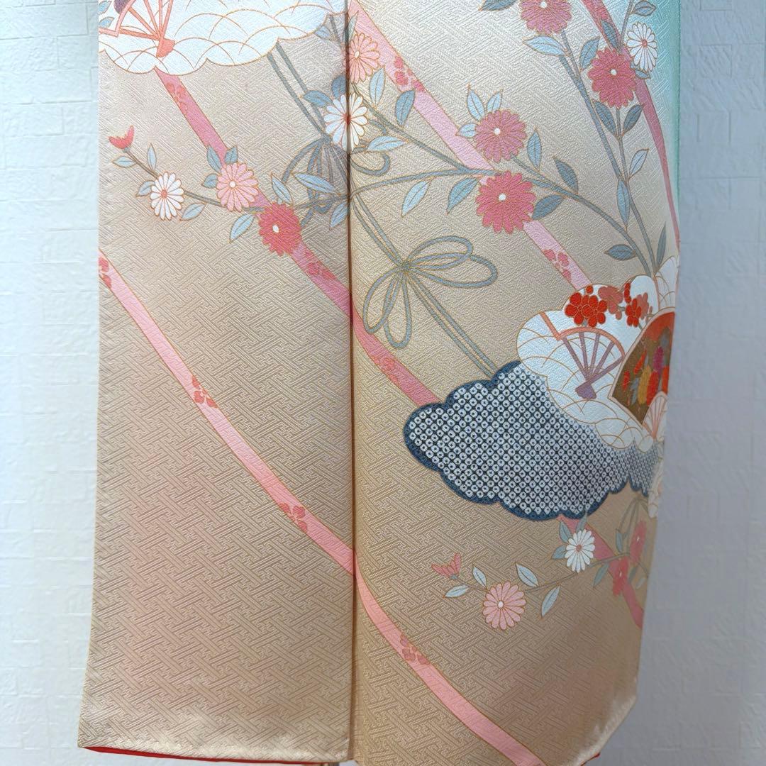 492 訪問着フルセット 正絹 ミントグリーン 淡緑 金彩 暈し染め フォーマル