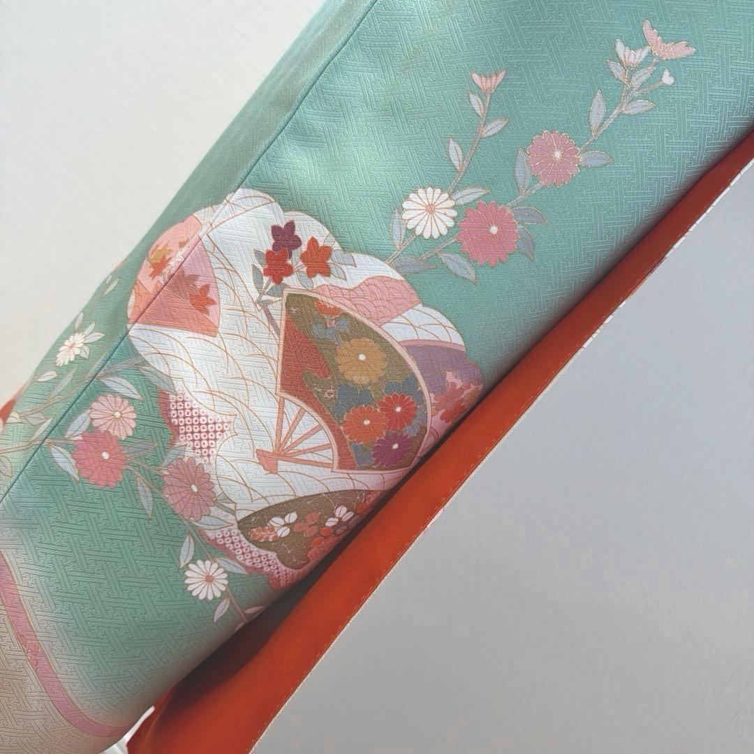 492 訪問着フルセット 正絹 ミントグリーン 淡緑 金彩 暈し染め フォーマル